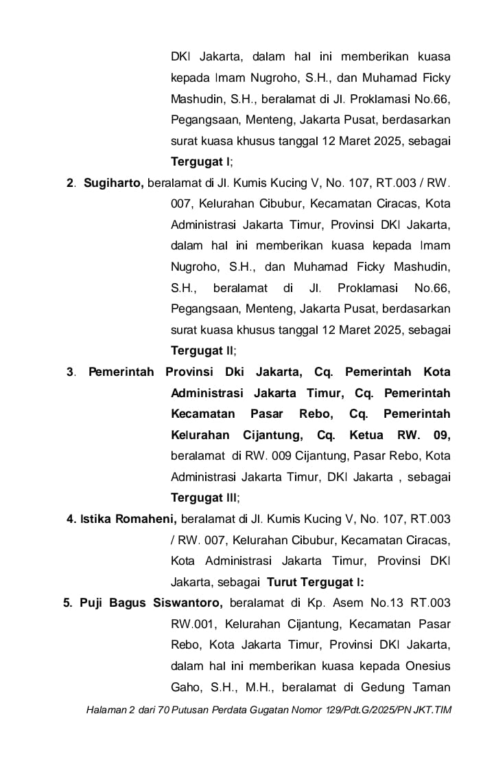 Ahli Waris Gugat Penguasaan Tanah di Jakarta Timur, Mengaku Diusir dari Rumah Warisan Sendiri