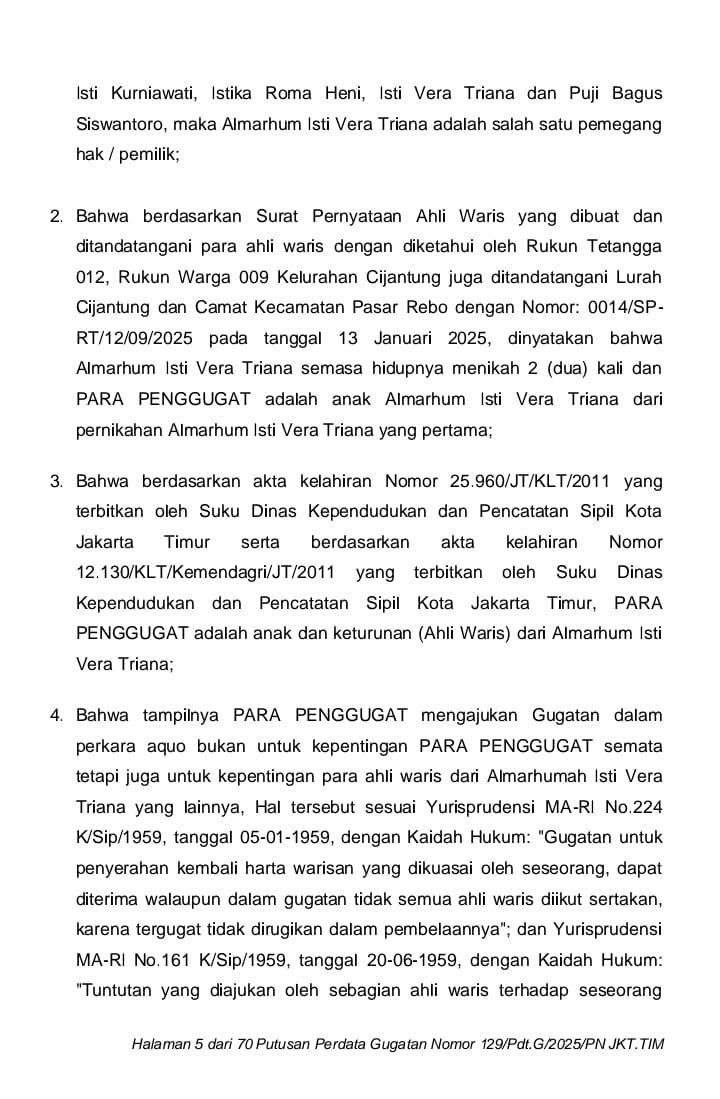 Ahli Waris Gugat Penguasaan Tanah di Jakarta Timur, Mengaku Diusir dari Rumah Warisan Sendiri