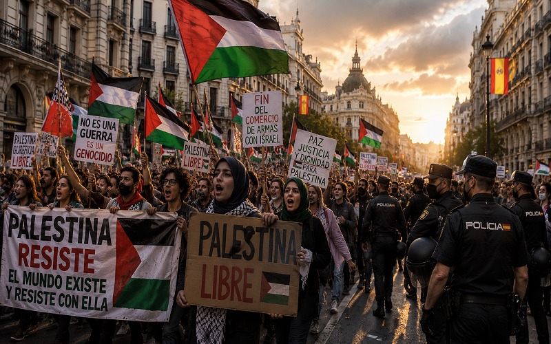 Ribuan Warga Spanyol Protes Penanganan Polisi terhadap Aktivis Flotilla Gaza